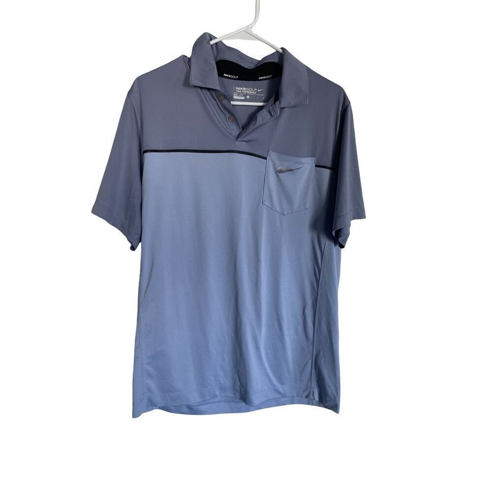 Nike Mens Blue Golf Tour Performance Dri-Fit Short Sleeve Polo Shirt Size Medium